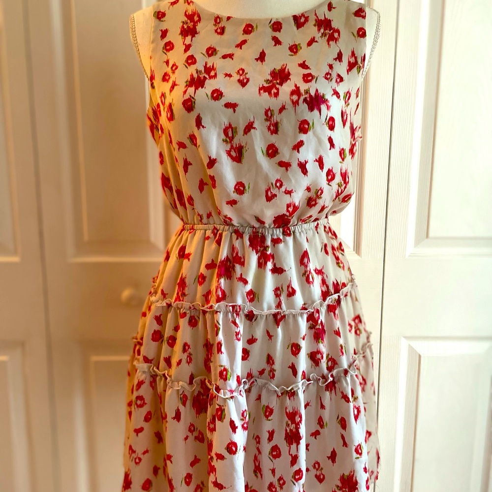 wayf* open back silky rose dress: size Small